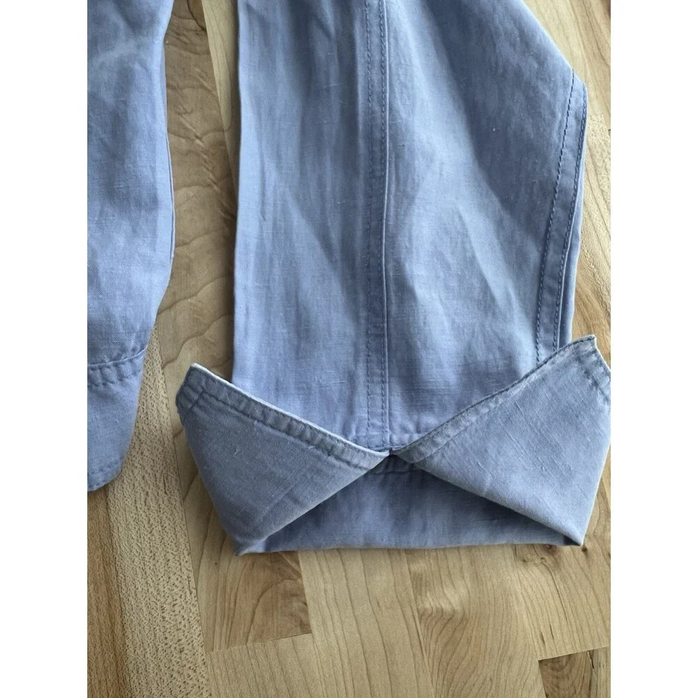 Debra DeRoo Collar Button Up Jacket Lightweight Silk Linen Blend Periwinkle S - Picture 6 of 12